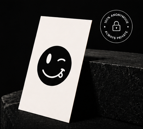 Someone Said postcard featuring the winking face logo